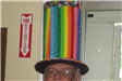 Man Wearing Rainbow Hat