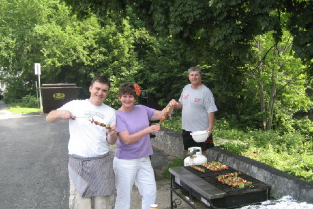 Three People Grilling 4