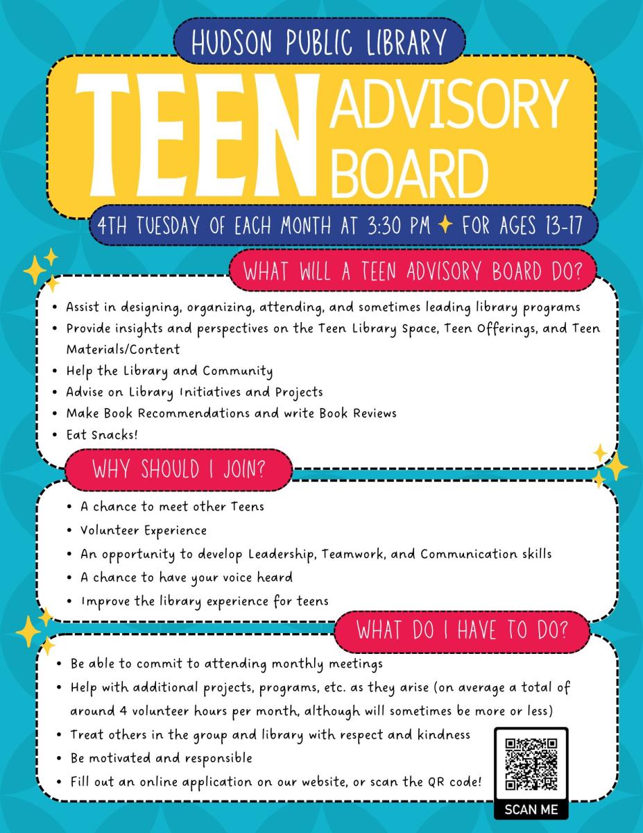 4th Tuesday of each month at 3:30 pm - for ages 13 to 17